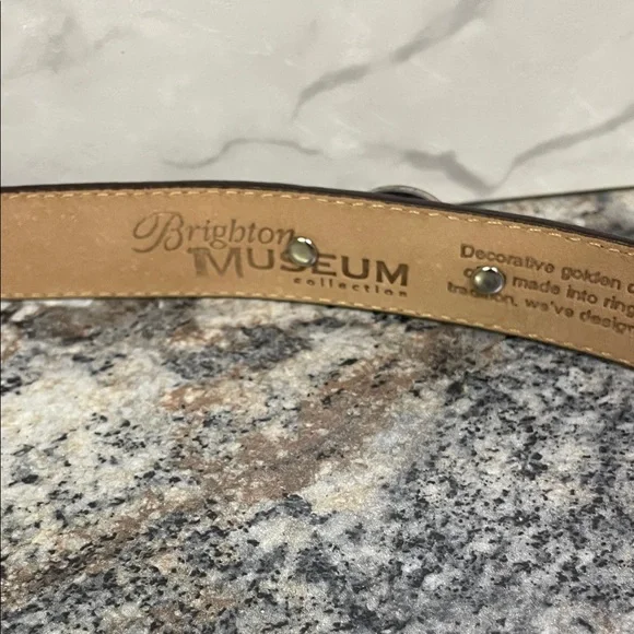 Brown Leather Belt with Silver and Gold Accents - Picture 4 of 9